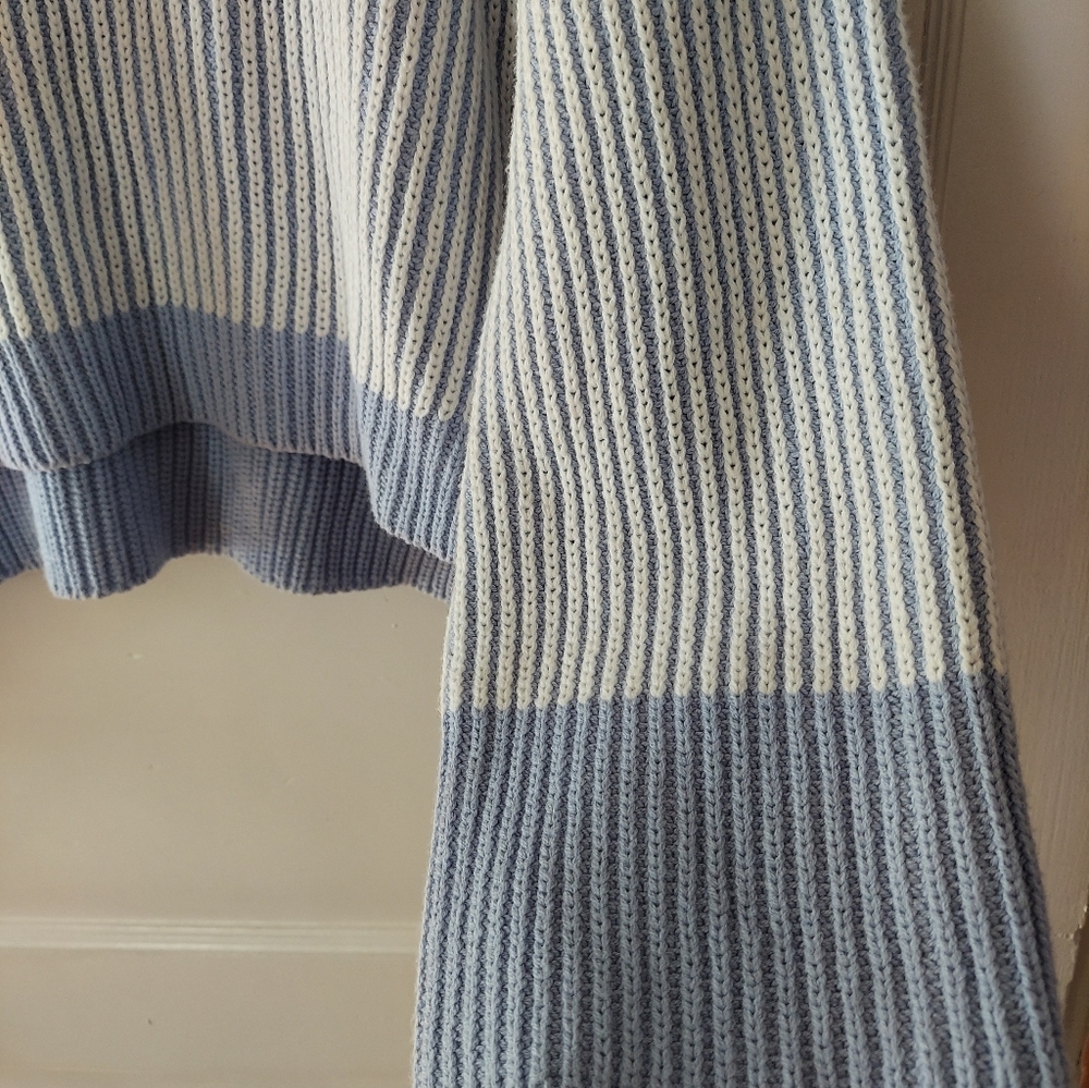 Sincerely Jules Blue and White Ribbed Crewneck Sweater - Picture 4 of 8